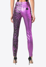 Dolce & Gabbana Leopard Print Skinny Pants Purple FTAH6D G903L S9001