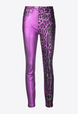 Dolce & Gabbana Leopard Print Skinny Pants Purple FTAH6D G903L S9001