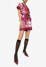 Dolce & Gabbana Majolica Print High-Waist Silk Twill Shorts FTAM7T HI1BG HE3TN Pink