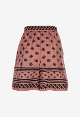 Dolce & Gabbana All-Over DG Logo Print Silk Shorts Pink FTAM7T HI1X0 H24ZW