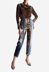 Dolce & Gabbana Jacquard Straight-Leg Paneled Jeans Blue FTB2ND G900L S9000