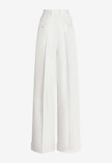 Dolce & Gabbana Straight-Leg Cashmere Tailored Pants White FTBMPT FU29R W0001