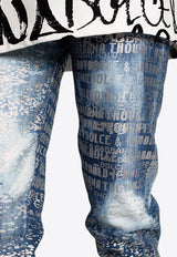 Dolce & Gabbana All-Over Logo Print Faded Jeans Blue FTBXGD G903G S9001