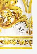 Dolce & Gabbana Majolica Print Silk Pajama Shorts FTC4ST HI1TK H03TN Yellow