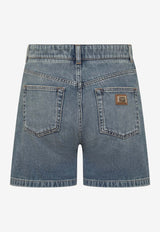 Dolce & Gabbana Logo Plaque Denim Shorts Denim FTC8QD G8MM2 S9001