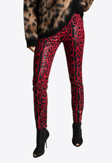 Dolce & Gabbana High-Waist Leopard Print Pants Red FTCAHD FSFLB HR13N
