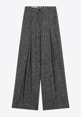 Dolce & Gabbana Wide-Leg Striped Wool Pants Gray FTDC7TFRZAN/R_DOLCE-S8051