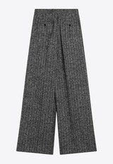 Dolce & Gabbana Wide-Leg Striped Wool Pants Gray FTDC7TFRZAN/R_DOLCE-S8051