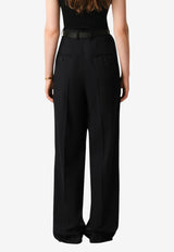 AMI PARIS High-Waist Wide-Leg Wool Pants Black FTR858.WV0194_BLACK