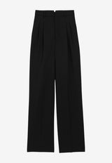 AMI PARIS High-Waist Wide-Leg Wool Pants Black FTR858.WV0194_BLACK