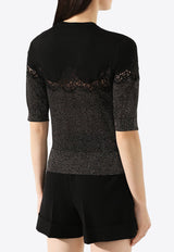 Dolce & Gabbana Crewneck Top with Lace-Insert Black FX634T JAMT2 S9000