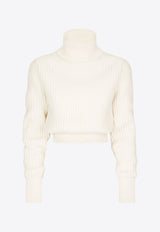Dolce & Gabbana Ribbed Knit Wool Turtleneck Sweater White FXB57T JCVP0 W4335