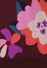 Dolce & Gabbana Crewneck Floral Silk Top Burgundy FXD75T JASPC S9000