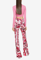 Dolce & Gabbana Rib-Knit Cropped Sweater FXL39T JBSE8 F0663 Pink