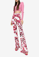 Dolce & Gabbana Rib-Knit Cropped Sweater FXL39T JBSE8 F0663 Pink