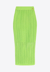 Dolce & Gabbana High-Waist Crochet Knit Midi Skirt Green FXL42T JFMO5 V4061