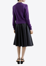 Dolce & Gabbana Flower Applique Silk Cardigan Purple FXV07Z JBSKY F0257