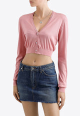 Dolce & Gabbana Lace-Trimmed Cropped Cardigan Pink FXV84T JBSLJ F0473