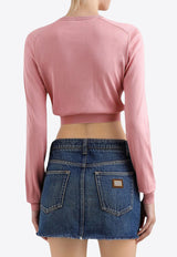 Dolce & Gabbana Lace-Trimmed Cropped Cardigan Pink FXV84T JBSLJ F0473
