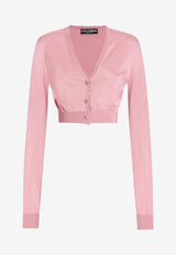 Dolce & Gabbana Lace-Trimmed Cropped Cardigan Pink FXV84T JBSLJ F0473