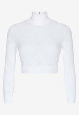 Dolce & Gabbana DG Logo Crop Knit Top FXW09T JFMAL W0111 White