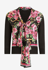 Dolce & Gabbana Rose Print Long-Sleeved Sweater Multicolor FXY17T JBSK9 HD5JA