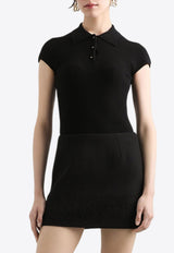 Dolce & Gabbana Ribbed Knit Polo T-shirt Black FXZ18T JFMHG N0000