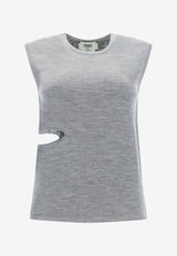 Fendi FF Reversible Tank Top with Cut-Out Gray FZX967ANERF0TAZ_80239
