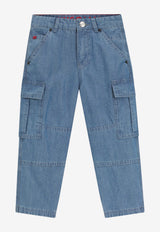 Hugo Boss Kids Boys Loose-Fit Ripstop Denim Pants Denim G00478/Z25_DENIM