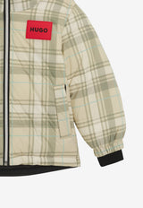 Hugo Boss Kids Boys Reversible Checked Puffer Jacket Beige G00486/249_STONE