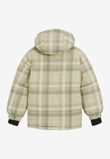 Hugo Boss Kids Boys Reversible Checked Puffer Jacket Beige G00486/249_STONE
