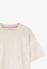 Hugo Boss Kids Boys Monogram Jacquard T-shirt Off-white G01018/153_OFF-WHITE