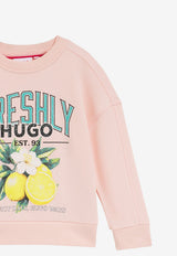Hugo Boss Kids Girls Graphic Print Fleece Sweatshirt Pink G01044/44K_PINK