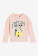 Hugo Boss Kids Girls Graphic Print Fleece Sweatshirt Pink G01044/44K_PINK