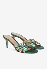 Gianvito Rossi Vyna 70 Nappa Leather Sandals G10016 70RIC NPSHUAM SILK HUNTER ALOE MEKONG Green