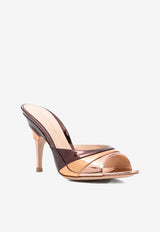 Gianvito Rossi Marea 95 Metallic Leather Mules Multicolor G10127 95RIC METRGBC ROSE GOLD+BRONZE+CABERNET
