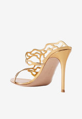 Gianvito Rossi 95 Laser-Cut Metallic Leather Mules Gold G10145 95RIC METMEKO GOLD