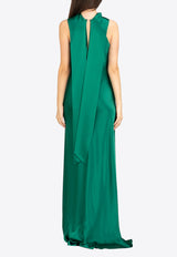 Galvan London Ushuaia Halterneck Satin Crepe Gown Emerald G1102_EMERALD