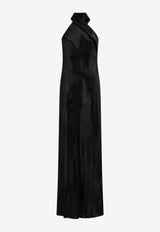 Galvan London Pandora Satin Gown with Sash Black G1103_BLACK