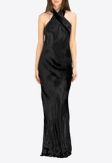 Galvan London Pandora Satin Gown with Sash Black G1103_BLACK
