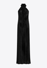 Galvan London Pandora Satin Gown with Sash Black G1103_BLACK