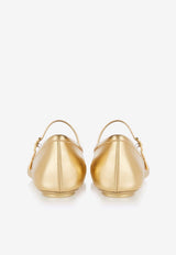 Gianvito Rossi Carla Ballet Flats in Metallic Leather G22223 05GOM NSWMEKO LAMB SILK WASHED MEKONG