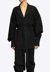 Dolce & Gabbana Wool-Blend Shirt with Tied Waist Black G2SV4T FU5T9 N0000