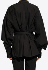 Dolce & Gabbana Wool-Blend Shirt with Tied Waist Black G2SV4T FU5T9 N0000