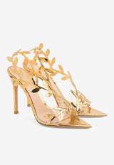 Gianvito Rossi Flavia 105 Sandals in Mirror-Effect Leather Gold G32407.15RIC.GMETRME TRASP MEKONG