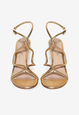Gianvito Rossi Mamba 85 Metallic Leather Sandals G32575 85RIC NIGMETR LAMB SILK MEKONG Gold