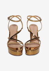 Gianvito Rossi 70 Metallic Leather Platform Sandals G32624 70RIC METMEKO METAL MEKONG