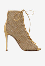 Gianvito Rossi Opera 105 Open-Toe Ankle Boots in Metallic Leather Gold G50643 15RIC NITMEKM GOLD