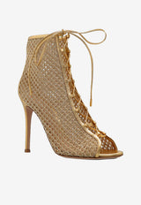 Gianvito Rossi Opera 105 Open-Toe Ankle Boots in Metallic Leather Gold G50643 15RIC NITMEKM GOLD