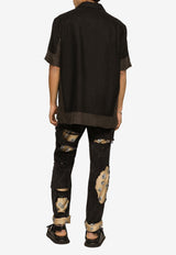 Dolce & Gabbana Linen Short-Sleeved Shirt Black G5KS5T FU4IX N0000